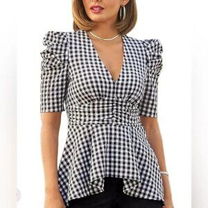 Boston Proper Gingham High Low Top 8